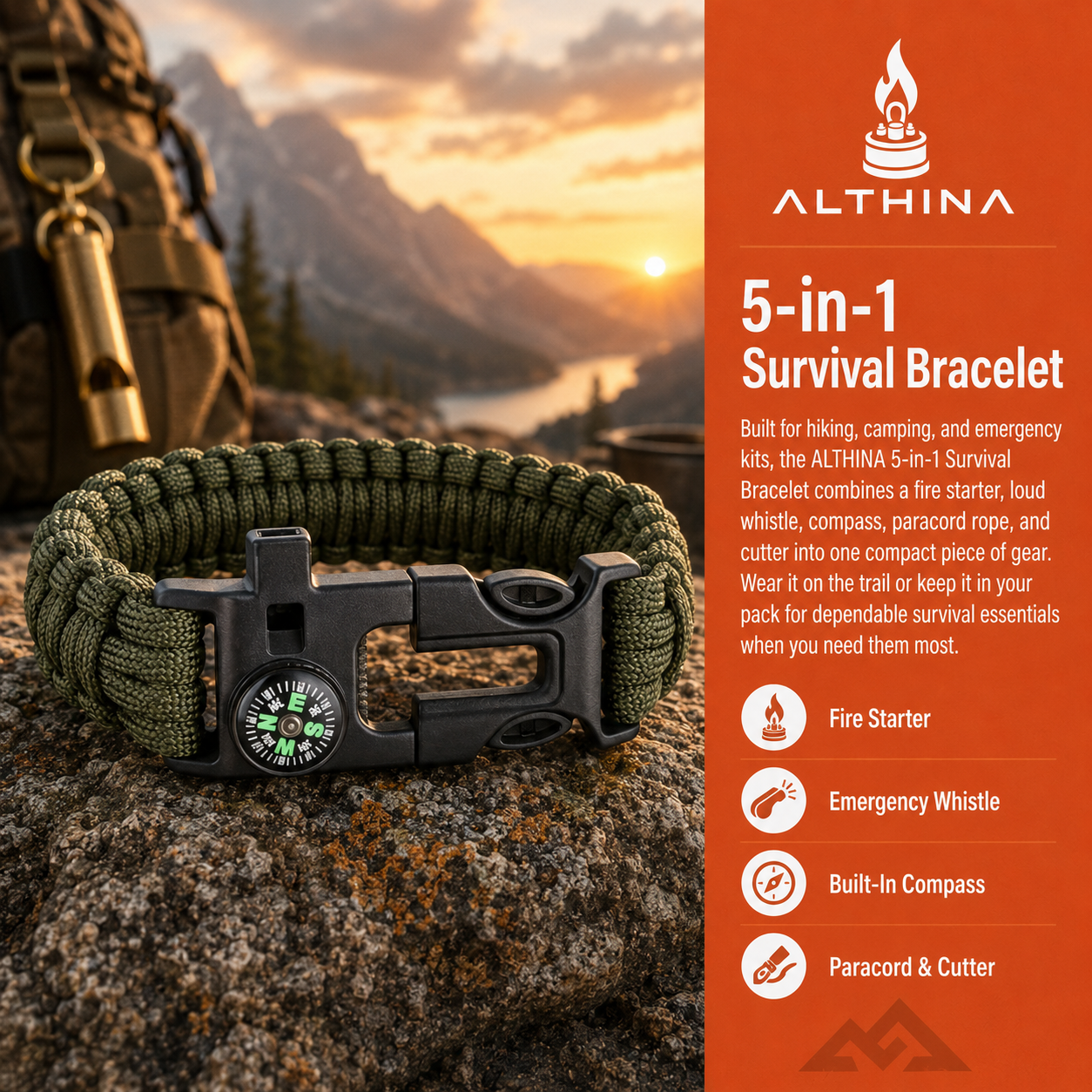 ALTHINA 5 in 1 Survival Bracelet VIP