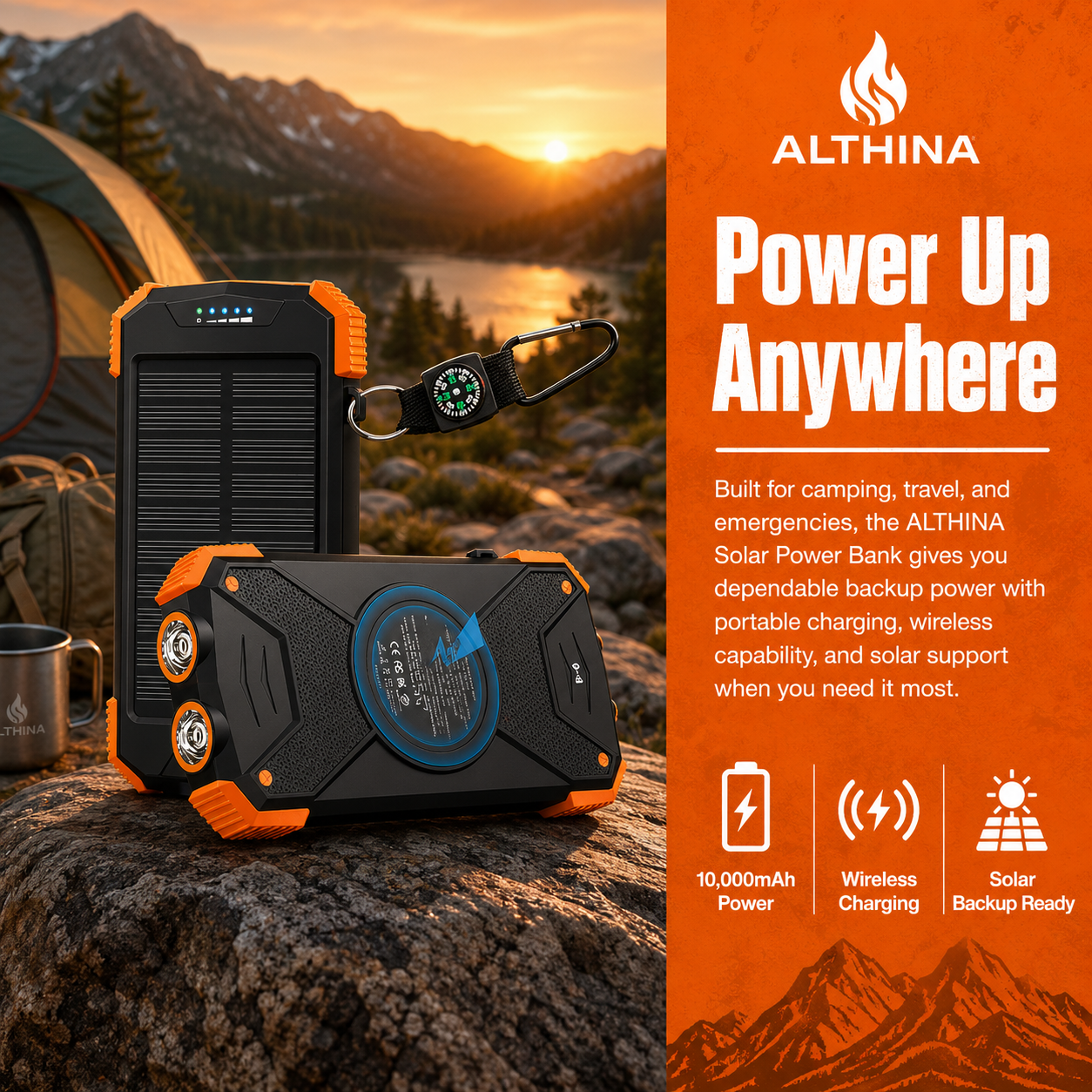 ALTHINA Solar Power Bank 10,000mAh VIP